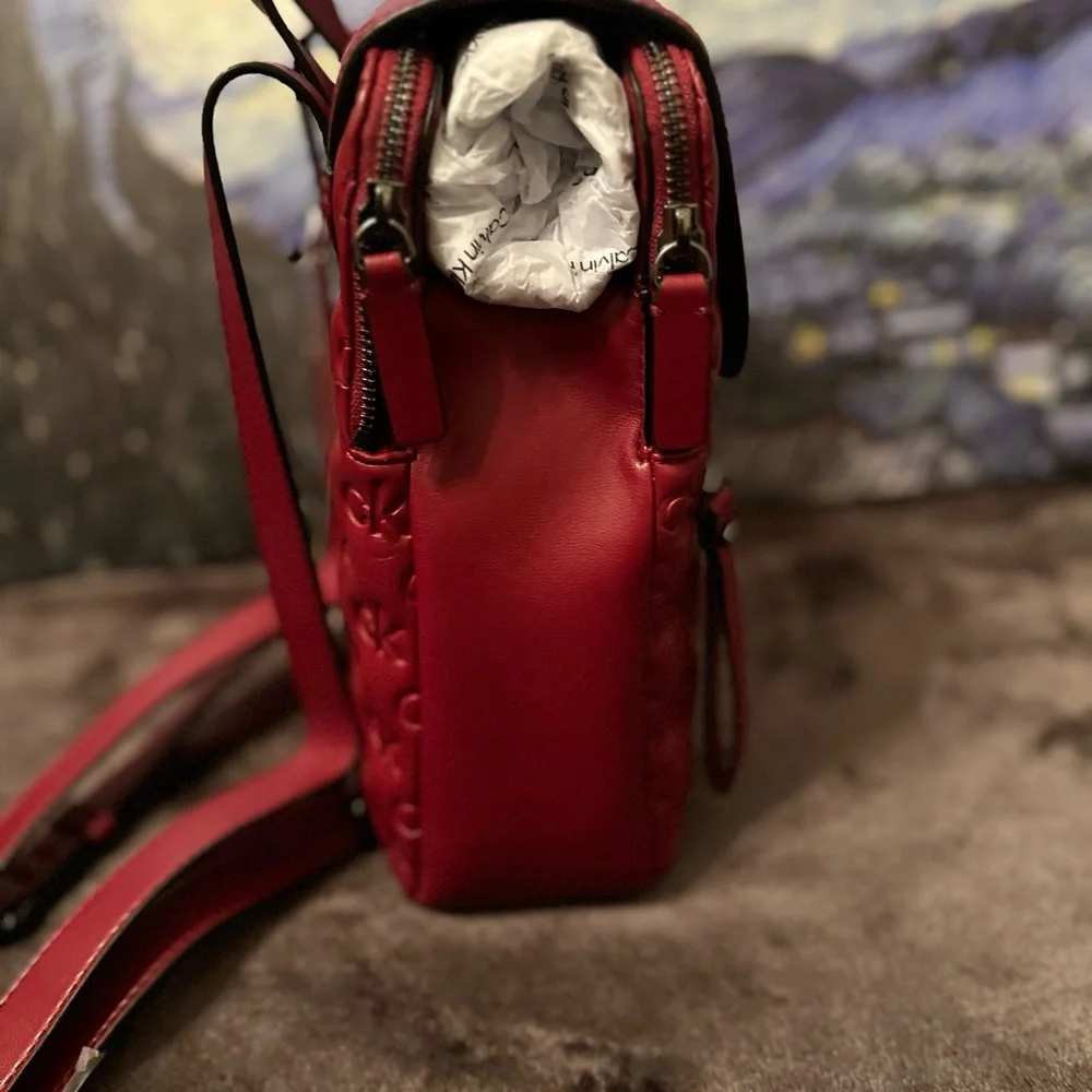 Calvin Klein Red Quilted Backpack-tags Removed - Picture 5 of 10